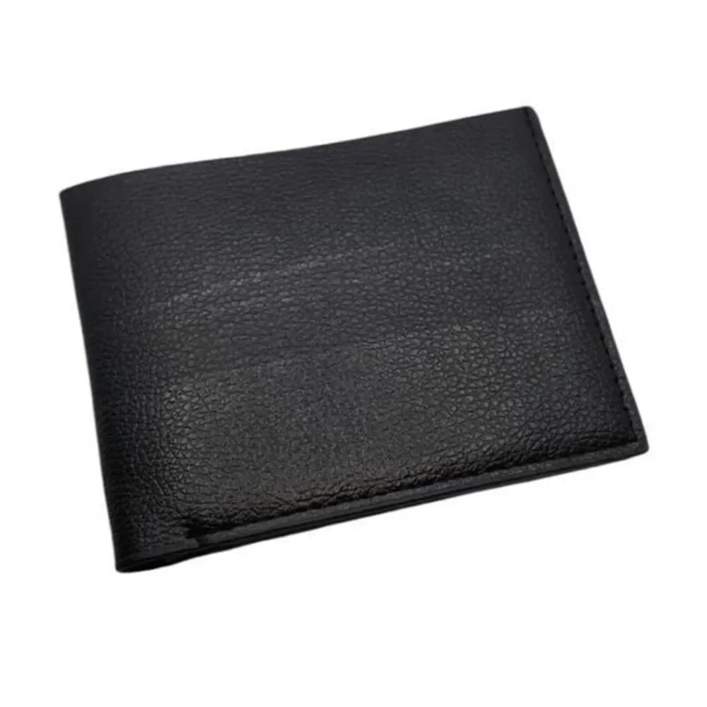 Wallet Mens Cowhide Embossed Short Wallet‎ Black